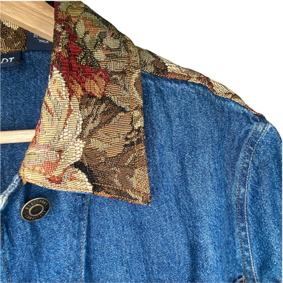 Vintage 80s 90s Blassport Womens Embroidered Denim Jean Jacket Floral Collar - S - Picture 5 of 9